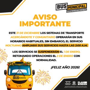 MUNICIPIO DE QUERÉTARO AMPLÍA SERVICIO DE TRANSPORTE NOCTURNO POR FESTEJOS DE AÑO NUEVO